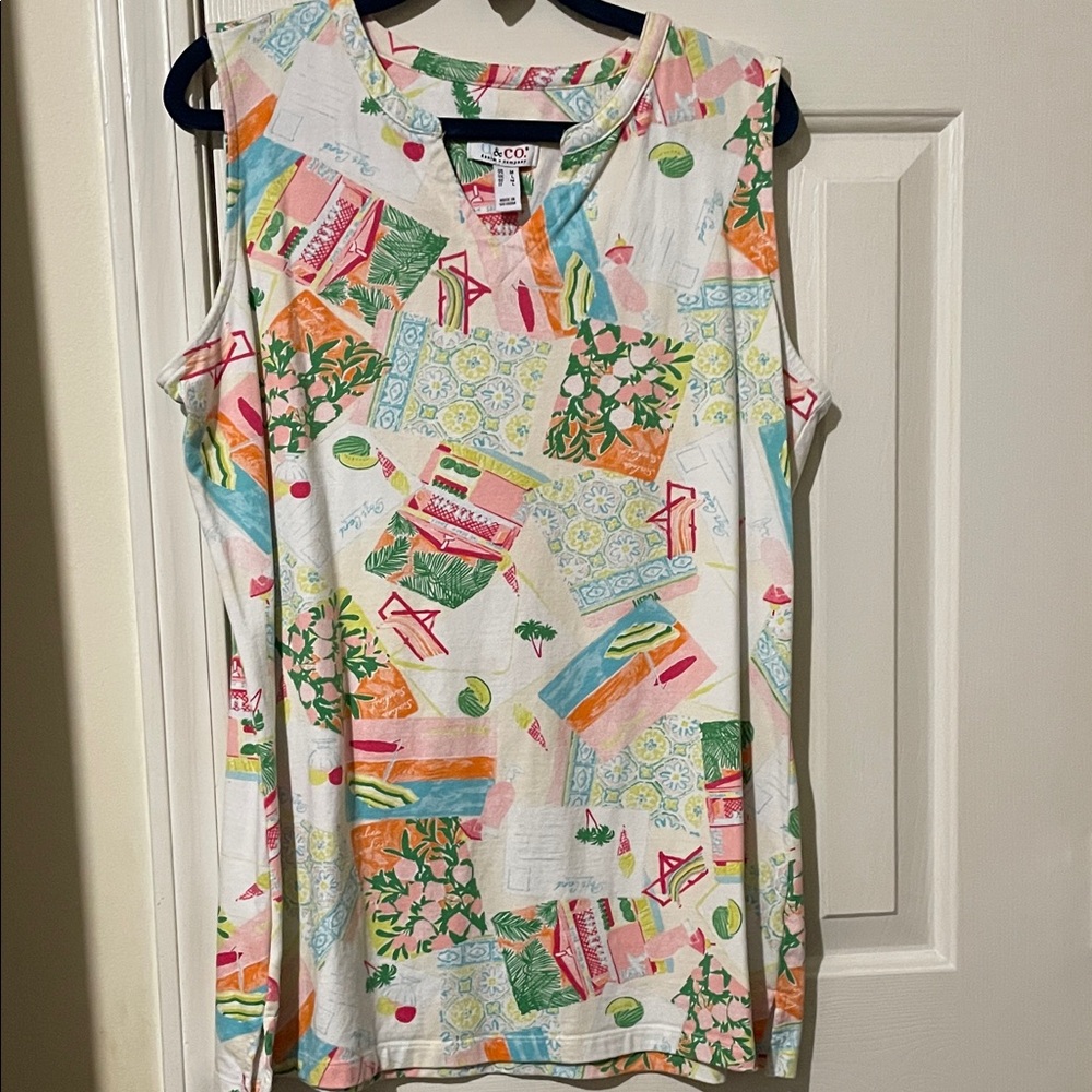 Denim&Co Colorful Patterned Tank Top
